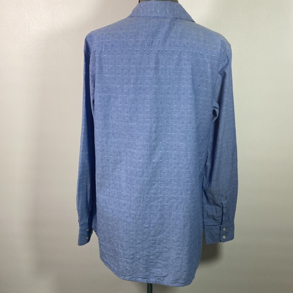 Merona Top/Blouse Women Size Large Blue Button Placket Long Sleeve 100% Cotton - Picture 6 of 9